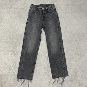 All Saints Jeans Womens 24 Ava Gray Black Wash Raw Fray Hem Striaght Leg Denim